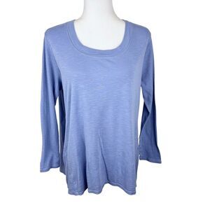 J Jill Pima Scoop Neck Elliptical Tunic Women Large Petite Purple Cotton Casual